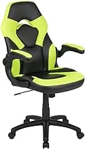 Flash Furniture X10 Gaming Chair Racing Office Ergonomic Computer PC Adjustable Swivel with Flip-up Arms, Neon Green/Black LeatherSoft