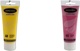 Super Deal Acrylic Color Paint Tube 75ml Opaque Primary Yellow, SD 4212-48 & Super Deal Acrylic Color Paint Tube 75ml Opaque Vivid Pink