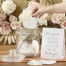 Kate Aspen Wedding Wish Jar with 100 Heart Shaped Cards Guest Book, Bridal Shower Decorations, Engagement Party Decorations, Wedding Advice And Wishes For The Mr And Mrs, One Size