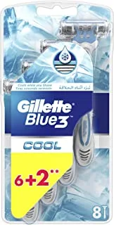 Gillette Blue3 Cool Men's 3-Bladed Disposable Razor, 8 Count