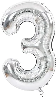 TONIFUL 40 Inch Silver Large Numbers Balloons 0-9, Number 3 Digit 3 Helium Balloons, Foil Mylar Big Number Balloons for Birthday Party Anniversary Supplies Decorations