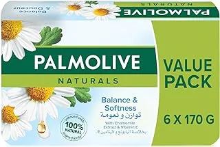 Palmolive Naturals Bar Soap Balanced And Mild With Chamomile And Vitamin E, 170 Gm, Pack Of 6