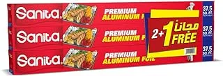 Sanita Aluminum Foil 37.5 Sqft , Silver, Pack of 2+1 45cm X 7.52Meters