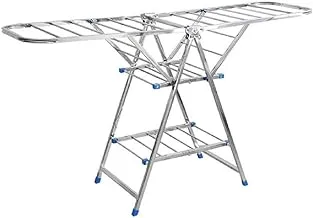 Stainless Steel Cloth Drying Rack Stand, Clothes Dryer Laundry Hanger Stand 3 Tier 180cm length,Stable and durable, Adjustable Hanging Foldable For Drying Clothing Indoor And Outdoor (Standard)