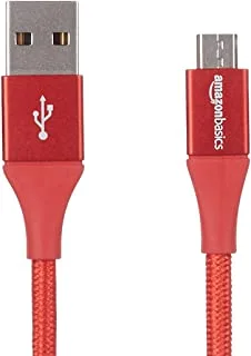 Amazon Basics Double Braided Nylon USb 2.0 A To Micro B Cable, 10 Feet, Red