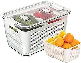 Homesmiths Small Fridge Storage Container with Double Layer Fruit Basket 14 x 9.5 x 9cm