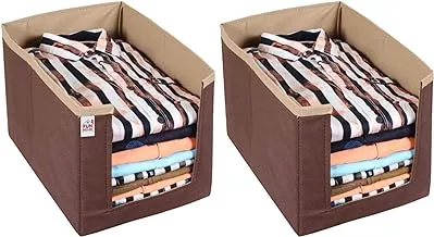 Fun Homes 2 Pieces Non Woven Shirt Stacker/Shirt Organizer Wardrobe (Brown and Light Brown)