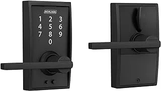 Schlage Fe695 Cen 622 Lat Touch Century Latitude Lever قفل دخول إلكتروني بدون مفتاح ، أسود غير لامع