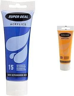 Super Deal Acrylic Color Paint Tube 75ml Dark UltRAMarine Blue & Acrylic Color Paint Tube 75ml Cadmium Yellow Medium, SD 4212-23