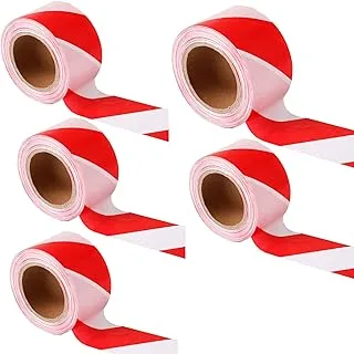 Royal Apex 3”x45 Meter Red and White Barricade Caution Hazard Warning Safety Stripe Tape Non-Adhesive for Danger/Hazardous Areas. (Pack of 5)