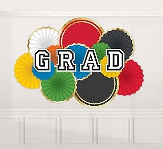 Amscan Graduation - Deluxe Fan Decoration Backdrop Kit 22Pcs