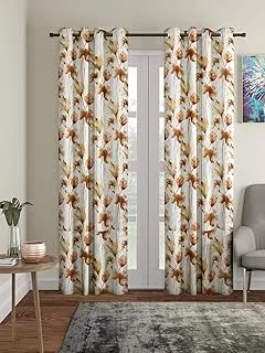 Home Sizzler 2 Pieces Polyester Door Curtains, 116 X 210 CM, Brown, 3D Abstract