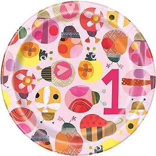 Unique Party 73324 - 18cm Ladybug 1st Birthday Paper Plates, Pack of 8