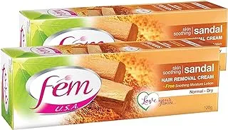 Fem USa Hair Removal Cream With Skin Soothing Sandal - 120 Gm - Twin Pack