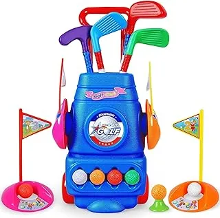 Mumoo Bear Toddler Golf Toy,4 Colorful Golf Sticks,4 Balls and 2 Practice Holes,Kids Golf Club Set,Sports Toys,Toys Gift for Boys Girls 3 4 5 6 Year Old