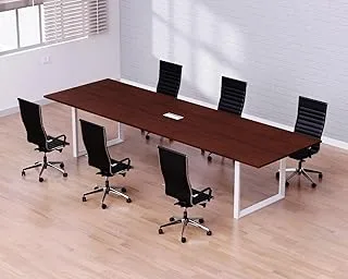 Mahmayi Vorm 136-24 Modern Conference-Meeting Table for Office, Home, & Restaurant - Loop Legs, Wire Management, Versatile, Easy Assembly, Enhances Wellness & Collaboration(6 Seater, Apple Cherry)