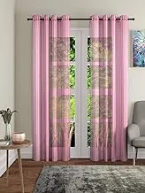 Home Sizzler 2 Pieces Polyester Door Sheer Curtains, 116 X 210 Cm, Pink, Zig Zag Pattern