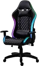 Mahmayi C1580 High Back Black Video Gaming Chair, Ergonomic Swivel, Lumbar Pillow, Fixed Pu Armrest With Rgb Led Light Pu Leatherette, Gaming-C1580-Blk