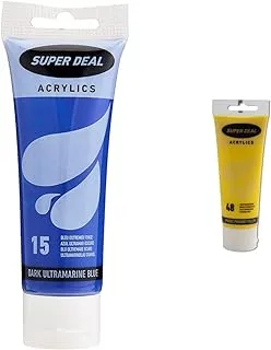 Super Deal Acrylic Color Paint Tube 75Ml Dark Ultramarine Blue & Super Deal Acrylic Color Paint Tube 75Ml Opaque Primary Yellow, Sd 4212-48