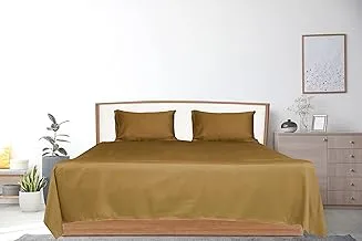 Hotel Linen Double Bed Sheet 3Pcs Set , 100% Cotton 250Tc Sateen Solid Dyed, Size: 220X240Cm + 2Pc Pillowcase 50X75Cm , Bronze