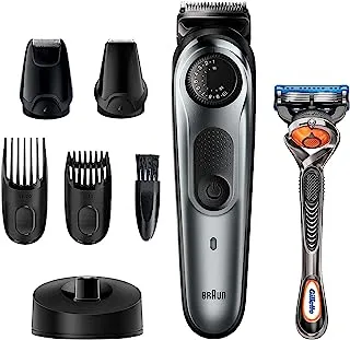 Barun Beard Timmer 7 with 39 Length Settings Precision Wheel Cordless & Rechargeable With Gillette Proglide Razor, Black/Silver Metal, BT7240