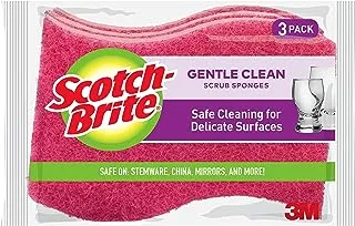 Scotch-Brite Delicate Care Non Scratch Cellulosic Scrub Sponge, 3 units/pack | Kitchen sponge | Dish sponge | Scrub | Delicate Purpose Cleaning | Delicated surfaces | Food Safe | Rinses Clean