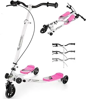 Coolbaby Wiggle Scooter For Kids Fashion Sports Scooter3 Wheels Push Swing Scooter Foldable Speeder Slider Kickboard For Children Outdoor Sports Balance Car Toy Pink…