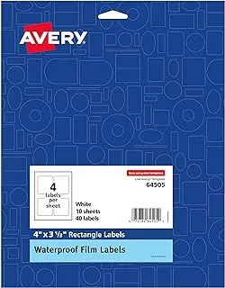 ملصقات أفلام مقاومة للزيت مقاومة للماء من Avery - لوشن ، صابون ، برطمانات ، 4 بوصات × 3-1 / 3 