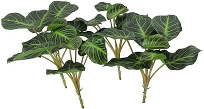 YATAI Alocasia Clypeolata Leaf Bunch Flowers Spray Artificial Plants Leaf Wholesale Fake Flowers Tropical Leaves Plastic Plant for Home Indoor Table Vase Centerpiece Christmas Ornaments Decor (4)