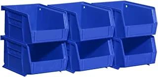 Akro-Mils 08212BLUE 30210 AkroBins Plastic Storage Bin Hanging Stacking Containers, (5-Inch x 4-Inch 3-Inch), Blue, 6-Pack