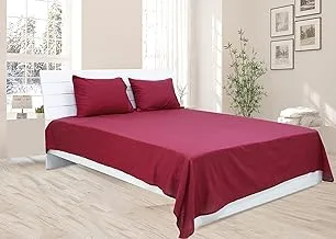 Hotel Linen Klub DEYARCO Princess Flat Sheet 3pc-Fabric: Poly Cotton 144TC - Color: Maroon -Size: Double 200X240cm + 2 Pillowcase Size: 50X75cm