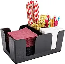 Restaurantware RWT0484 Plastic Condiment Caddy Napkin Holder - 6 Compartments, Pebbled - 9 1/2