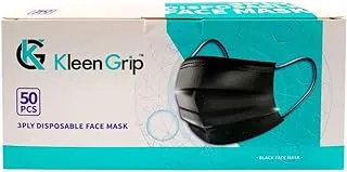 قناع للوجه يمكن التخلص منه 3 طبقات أسود 50 قطعة / صندوق ماركة Kleen Grip