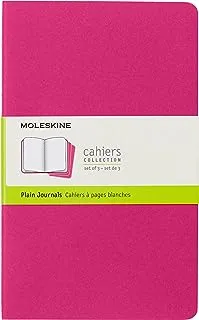 Moleskine Cahier Journal, Soft Cover, Large (12.7 cm X 21 cm) Plain/Blank, Kinetic Pink, 80 Pages (Set Of 3)