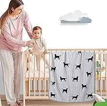 Nurtur Soft Baby Blankets for Boys & Girls - Blankets Unisex for Baby. 100% Combed Cotton, Soft Lightweight Fleece for Bed, Crib, Stroller & Car Seat - Black/Light Grey