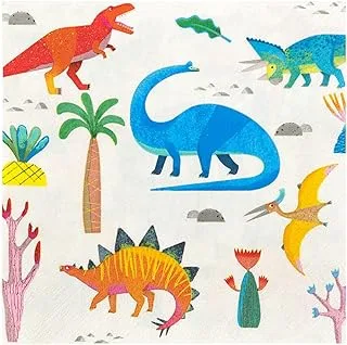 Talking Tables Dinosaur Party Paper Napkin 20-Pack, 33 cm Size, Multicolor