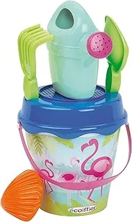 Simba Ecoiffier Beach Flamingo Iml Bucket with Accessories, Multi-Colour, 17 cm