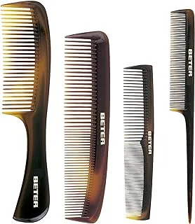 Beter De Luxe Pack of 4 Professional Combs For All Hair And Style Types