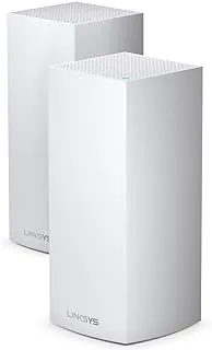 Linksys MX8400 Velop Tri-Band Whole Home Mesh WiFi 6 System (AX4200) راوتر / موسع WiFi لتغطية سلسة تصل إلى 6000 قدم مربع / 525 مترًا مربعًا وسرعة 3.5x أسرع لأكثر من 80 جهازًا ، 2 عبوة ، أبيض)