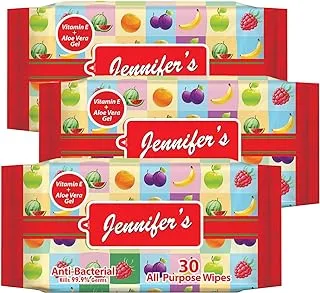 Jennifer'S Fruity Anti Bacterial Wipes, 3 X 30S