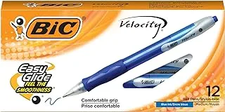 BIC Velocity Retractable Ballpoint Pen, Refillable, Medium Point (1.0 mm), Blue, 12 Pens