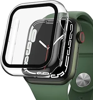 HYPHEN Apple Watch واقي ضد الصدمات مع زجاج مقوى عالي الحساسية 7 - شفاف 45 مم