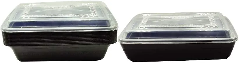 SNH ECO Friendly Disposible Rectangle Microwave Container of 38 Oz With Lid - 24 pieces.