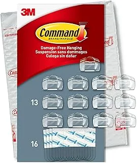 Command Clear Cord Clips, 13 Clips, 16 Strips - Easy To Open Packaging, Organize Damage-Free