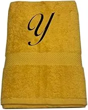 BYFT Embroidered For You 70x140 cm Bath Towel (Yellow, Letter Y)