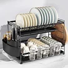 Belvery Dish Drying Stand With Drainer Belvery 2 Tiers Large Kitchen Dish Rack with Removable Cutting Board Holder Utensil Holder and Cup Holder Baking Paint Process Coatings Dish Drainer