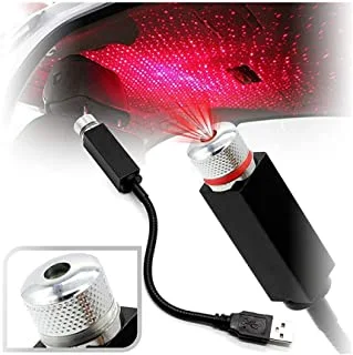 Sulfar Usb Roof Star Projector Lights With 3 Modes, Usb Portable Adjustable Flexible Interior Car Night Lamp Decor With Romantic Galaxy Atmosphere Fit Car, Ceiling, Bedroom, Party (Plug&Play, Red)