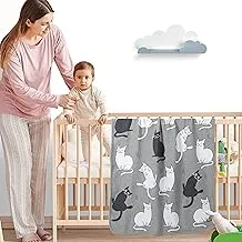 Nurtur Soft Baby Blankets for Boys & Girls - Blankets Unisex for Baby. 100% Combed Cotton, Soft Lightweight Fleece for Bed, Crib, Stroller & Car Seat - Cat/Black and White