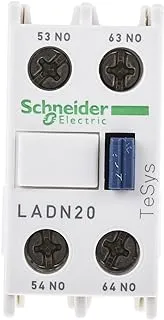 Schneider Electric Auxiliary contact block, TeSys D, 2NO, front mounting, screw clamp terminals, LADN20