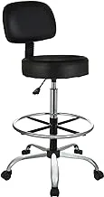 Amazon Basics Multi-Purpose Adjustable Drafting Spa Bar Stool with Foot Rest and Wheels - Black